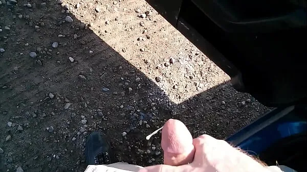 Fresh car jerk off then cum on the road my Movies