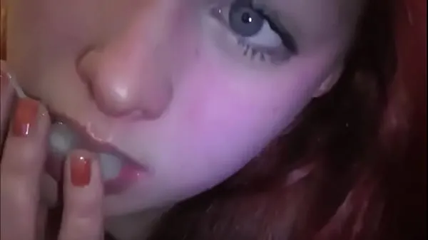 Frisk Married redhead playing with cum in her mouth mine film
