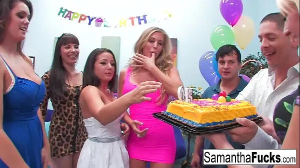 Friss Samantha celebrates her birthday with a wild crazy orgy filmjeim