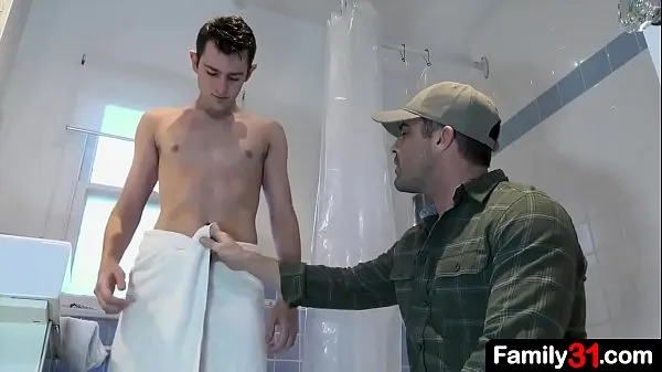 Fresh Stepdad walks in on the boy taking a shower and is captivated by his youthful body my Movies