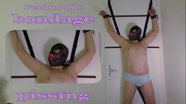 私の映画BDSMボンデージ放尿絶望的な男のボンデージはおしっこを縛られました。オランダからの変態男性ウェットとピシー新鮮です