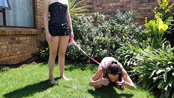 Fresh Girl taking her bitch out for a pee outside | humiliations | piss sniffing my Movies