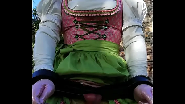 Fresh Bavarian Dirndl Girl with testicle pillory mes films